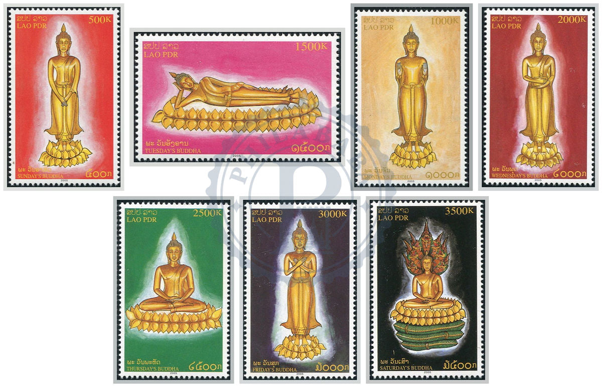 LAOS - Mi 1956/1962 | YT 1580/1586 | Sn 1651/1657 | Sg 1922/1928 - Bouddha/Buddha Jours/Weekdays - MNH 2005