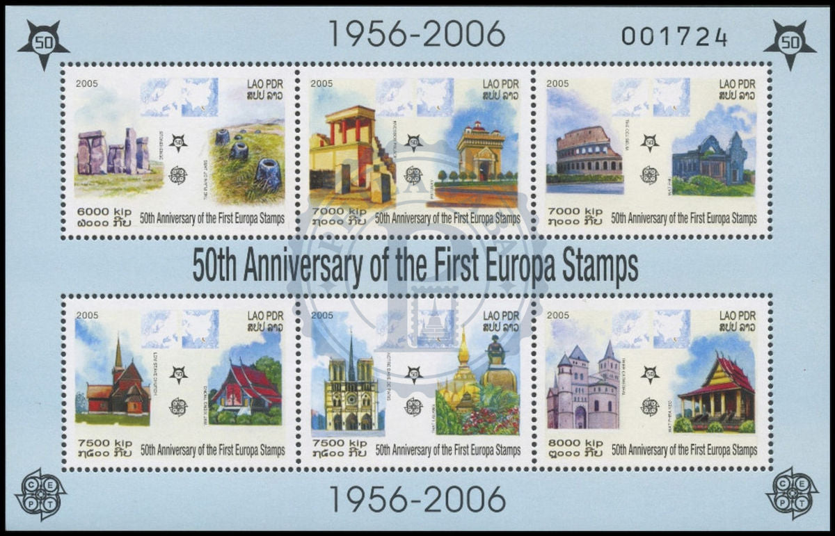 LAOS - Mi BL194A | YT BF237a | Sn 1976a | Sg MS1949 - Cathédrales/Cathedrals - Europa CEPT - MNH 2005