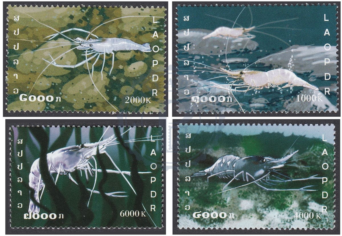 LAOS - Mi 2003/2006 | YT 1622/1625 | Sn 1689/1692 | Sg 1973/1976 - Crevettes/Shrimp Crustacés/Crustaceans - MNH 2006