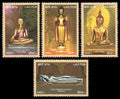 Série Laos quatre statues de Bouddha, quatre timbres multicolores MNH 2014