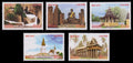 Série Laos cinq monuments et sites historiques, timbres multicolores MNH 2014