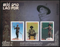 Bloc non dentelé Laos monuments de trois rois, portraits sculptés MNH 2014