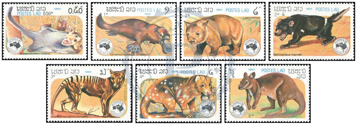 Laos Animaux d'Australie/Australian Animals - AUSIPEX 84 MNH 1984 Série de timbres