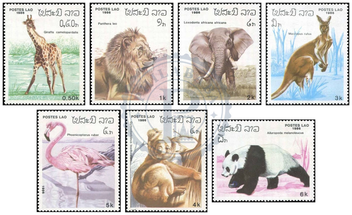 Laos Animaux/Animals - AMERIPEX 86 Chicago MNH 1986 Série de timbres