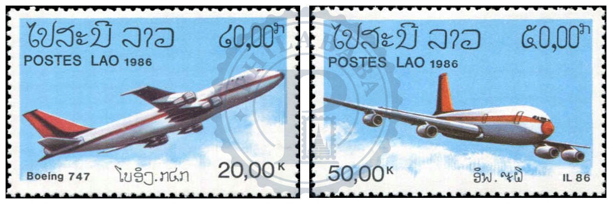 Laos Avions/Aircraft - Boeing 747 & IL-86 MNH 1986 Série de timbres