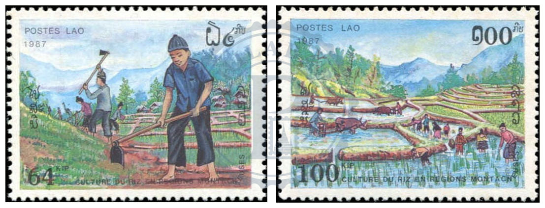 Laos Riz/Rice - Agriculture MNH 1987 Série de timbres