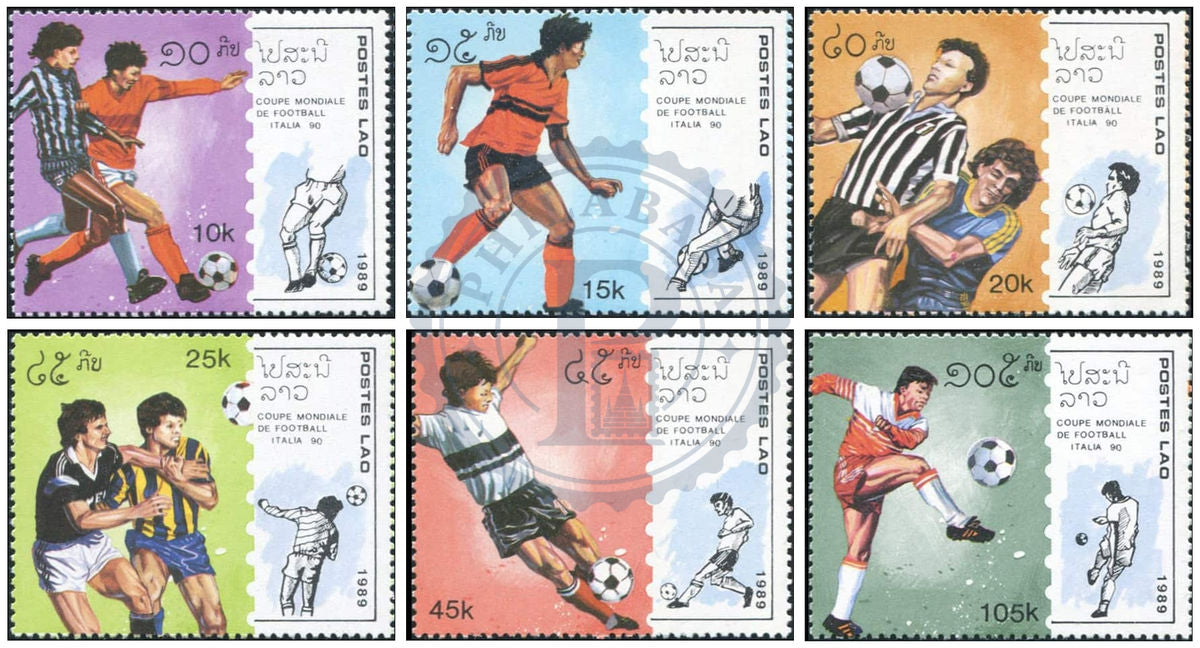 Laos Football/Soccer - Coupe du Monde MNH 1989 Série de timbres