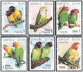 Laos Oiseaux, Inséparables, série de timbres, état MNH, émission 1997, collection Philababa
