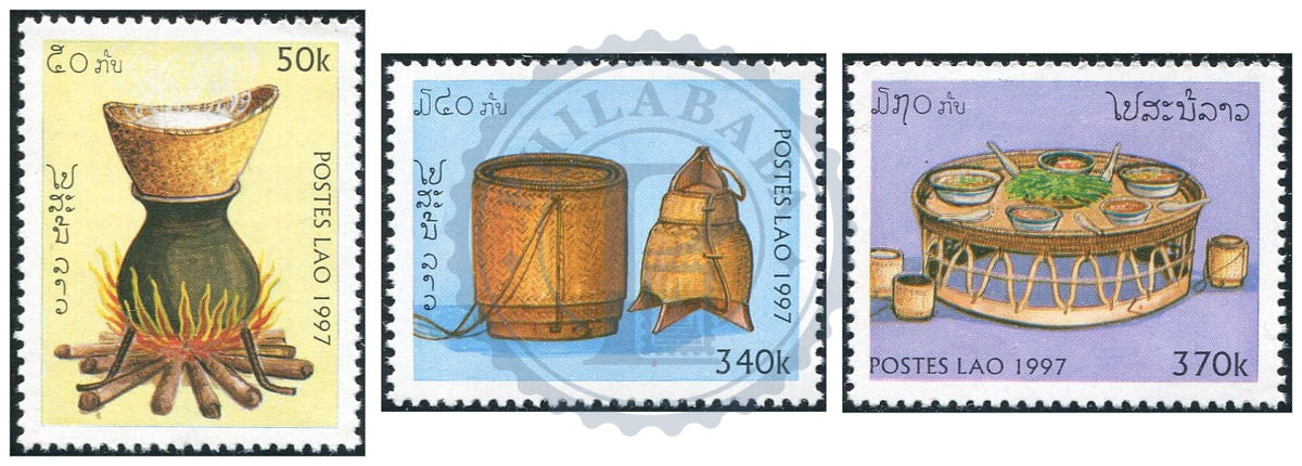 Laos Cuisine, Traditions, série de timbres, état MNH, émission 1997, collection Philababa