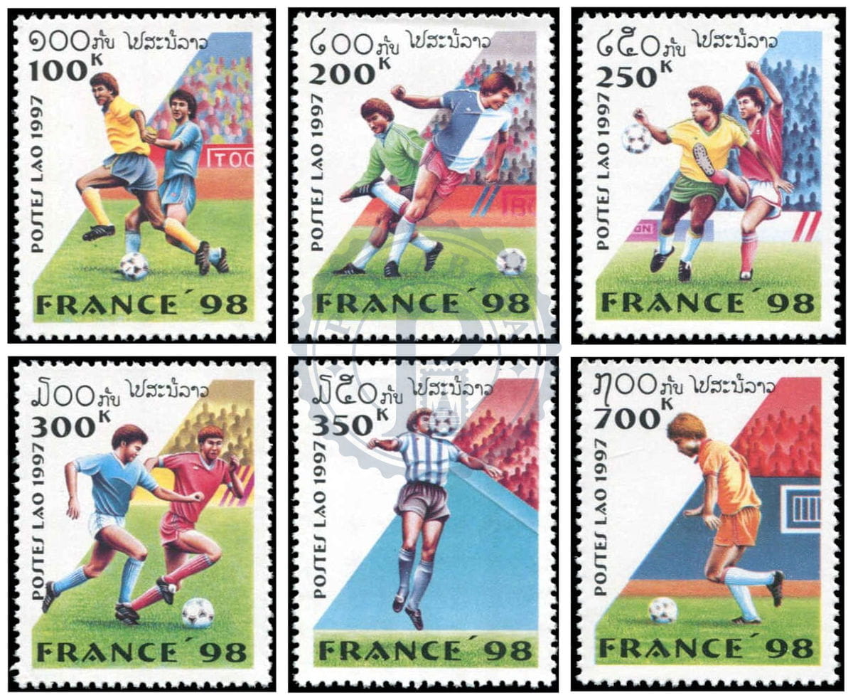 Laos Football, Coupe du Monde, série de timbres, état MNH, émission 1997, collection Philababa
