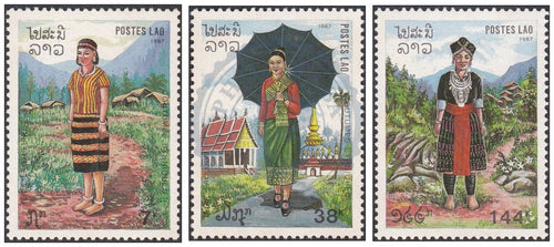 Laos Costumes/Costumes MNH 1987 Série de timbres